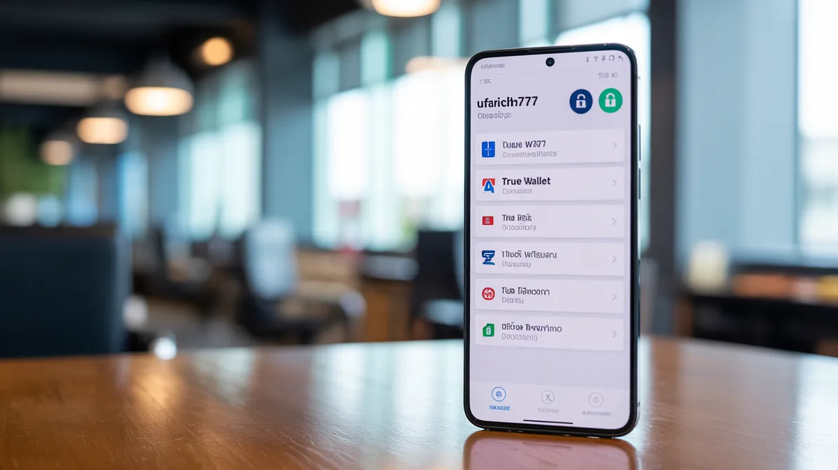 หน้าจอระบบฝากถอนเงิน UFARICH777 แสดงตัวเลือกทรูวอเลทและธนาคารต่างๆ